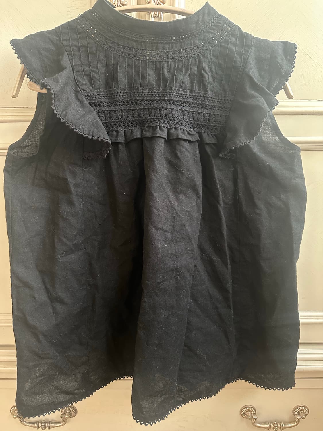 빈티지 블랙 레이스 민소매 블라우스 상품이미지2