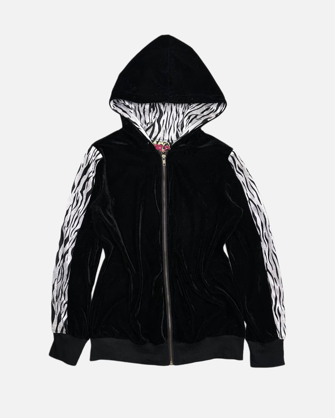 zebra detail vevlet hood zip-up 상품이미지2