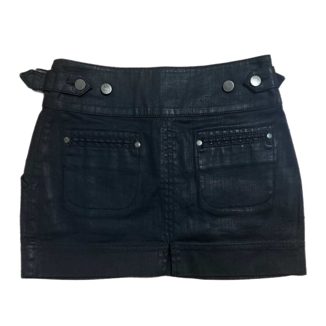 이탈리안 빈티지 왁스 코팅 데님 벨트 디테일 로우라이즈 미니 스커트  상품이미지2