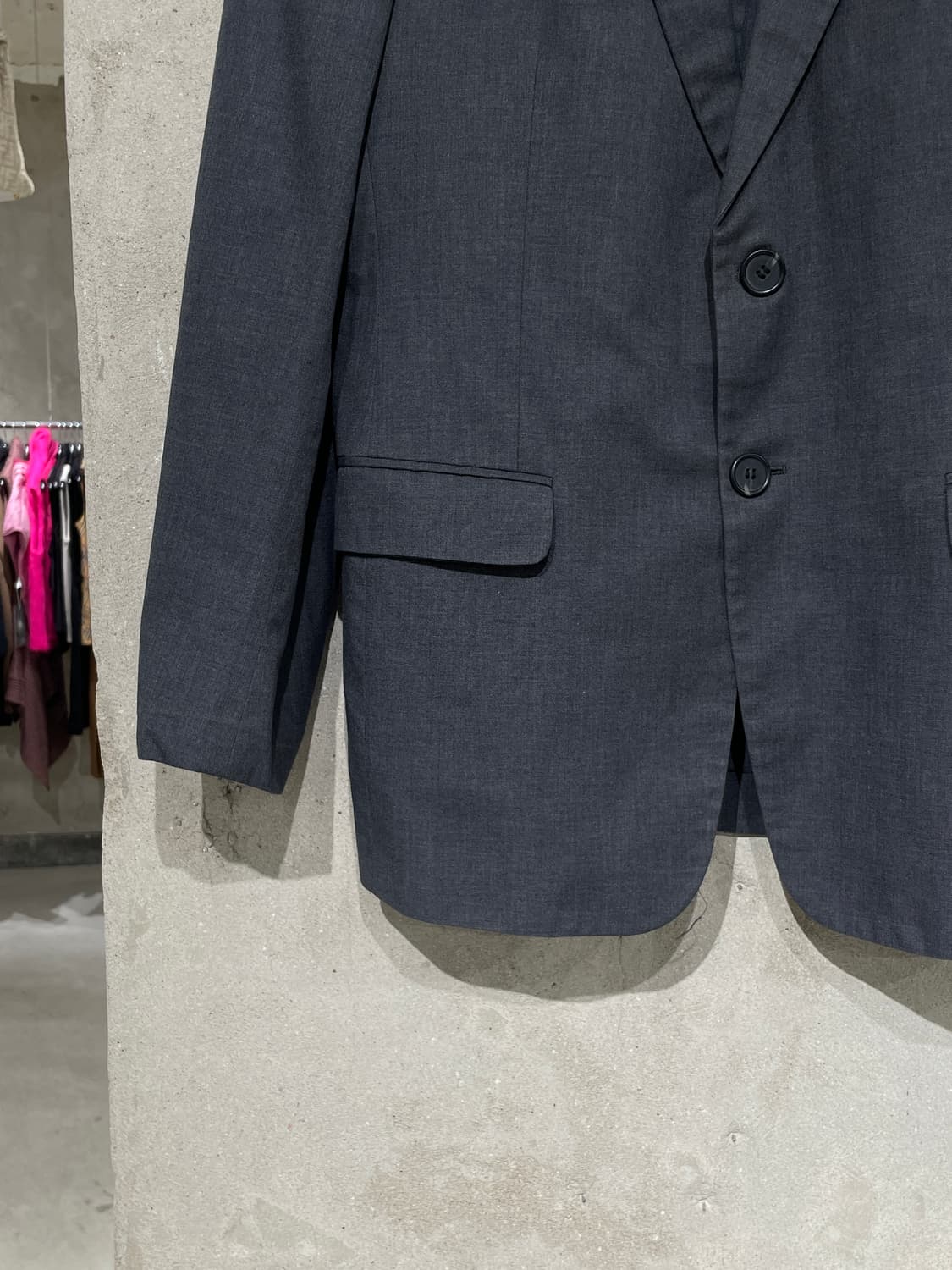 프라다 차콜 클래식 플랩포켓 2B 코튼 블레이저 상품이미지4