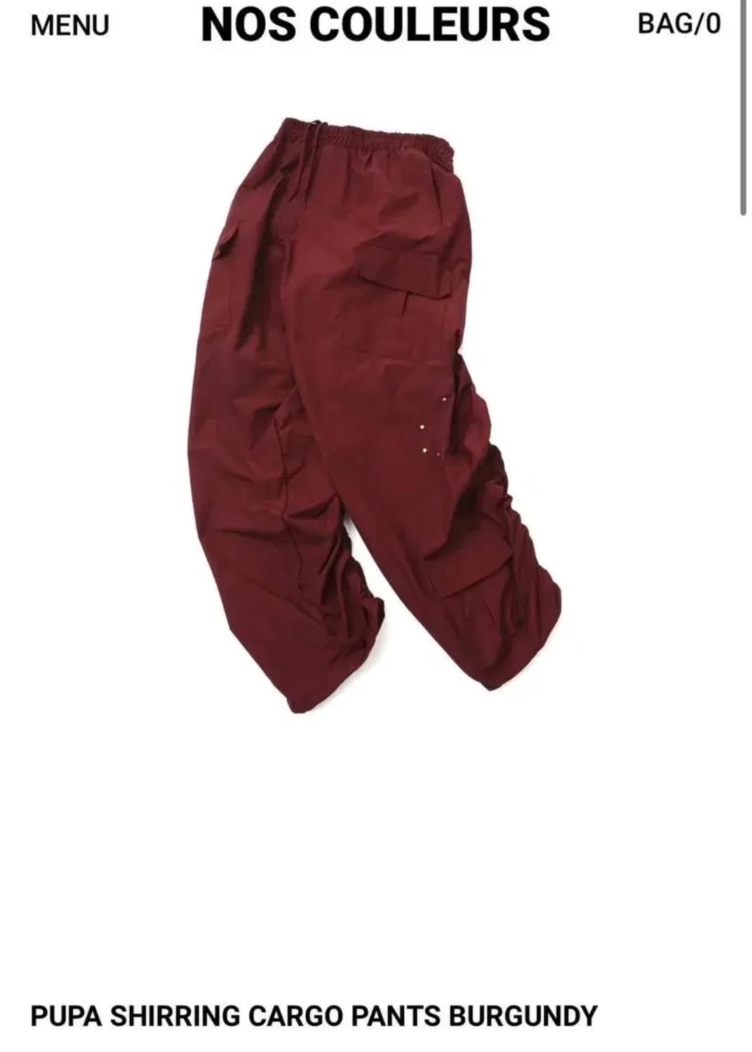 노쿨러스 푸파 셔링 카고팬츠 버건디 2 상품이미지1