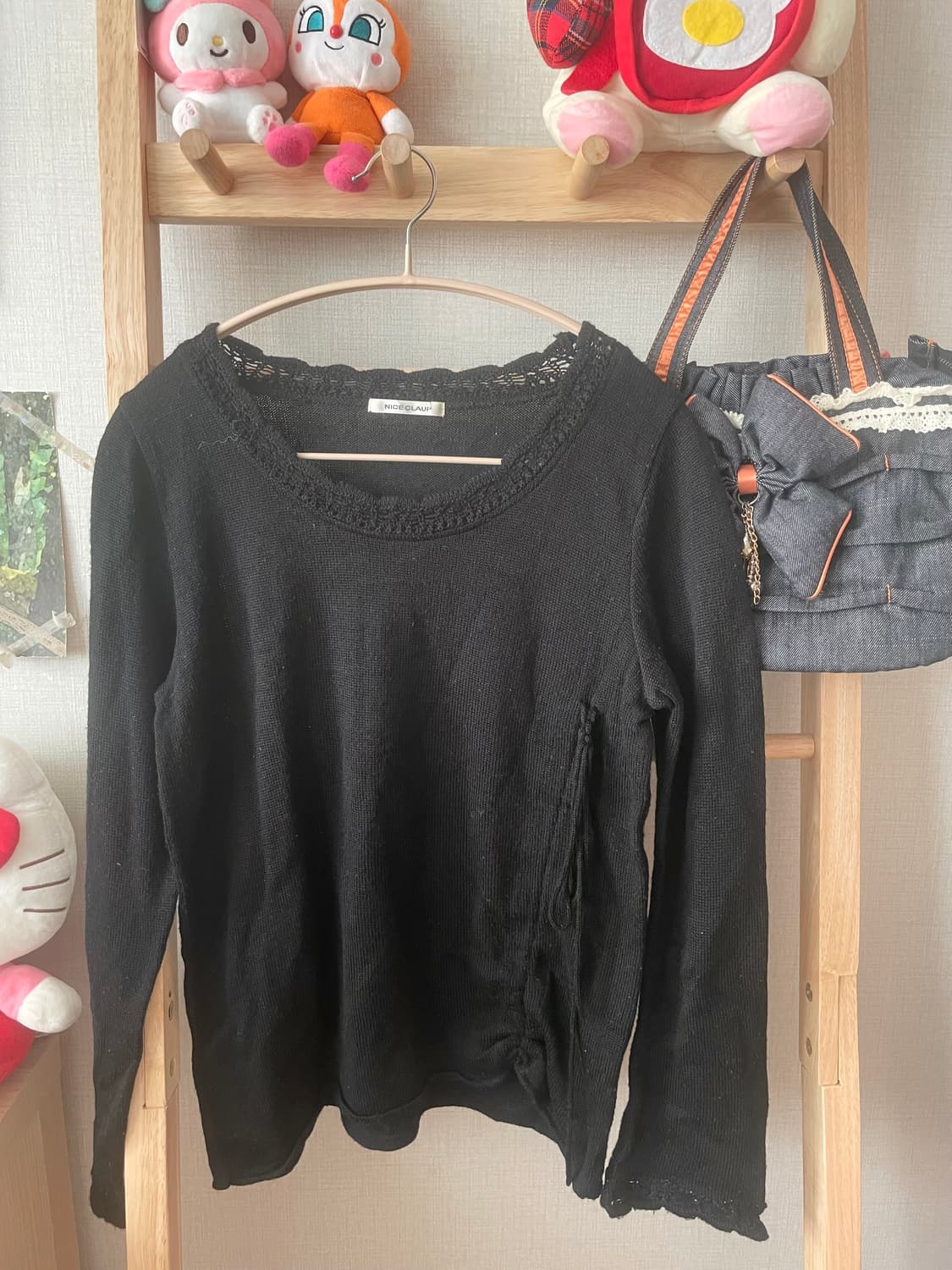 모리걸 빈티지 사와코 폼폼이 레이어드 원피스 set🖤🩶 상품이미지3