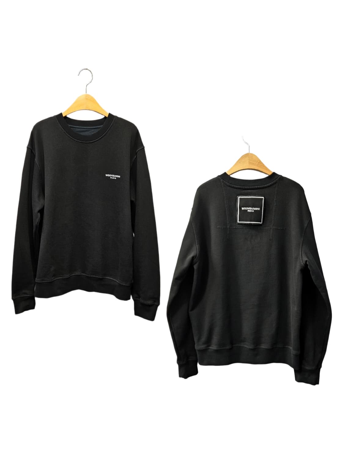 우영미 스퀘어라벨 블랙 스웻셔츠 맨투맨 상품이미지1