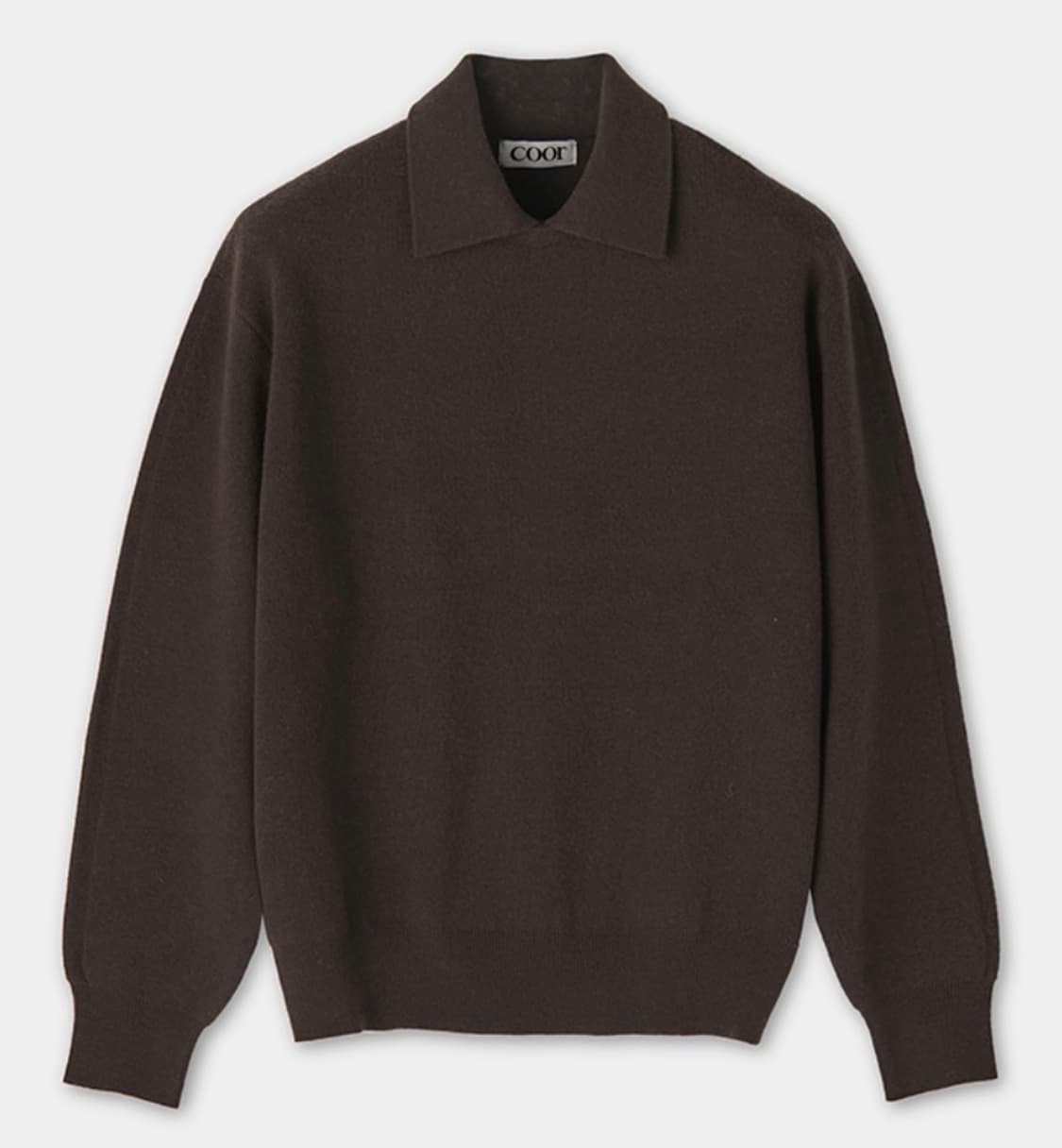 쿠어 캐시 울 레이어드 카라 스웨터 (다크브라운) L사이즈 상품이미지1