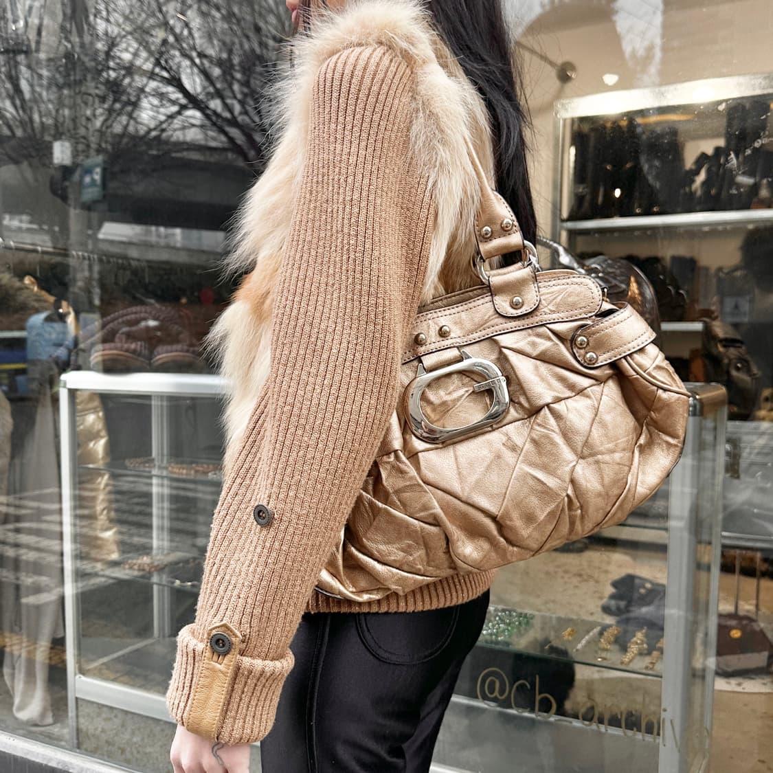 00s 빈티지 게스 골드 메탈 가방 상품이미지9