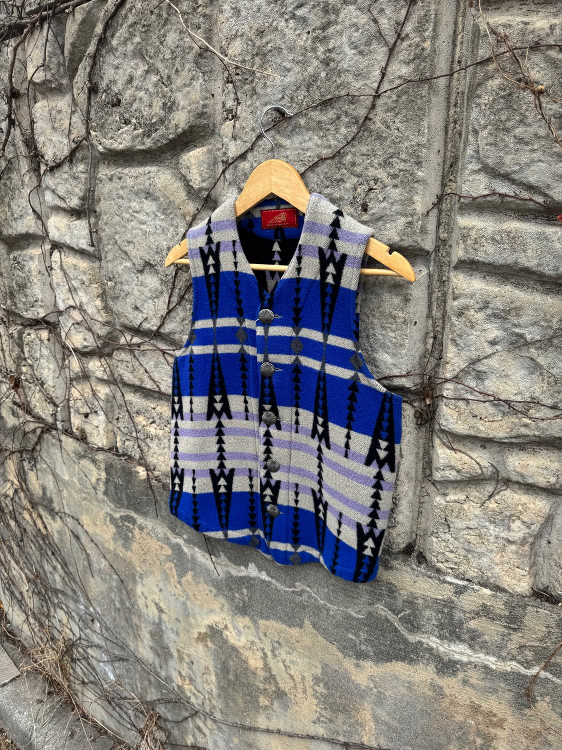 인디언 모터사이클 빈티지 콘쵸버튼 웨스턴 울 베스트 m 상품이미지3