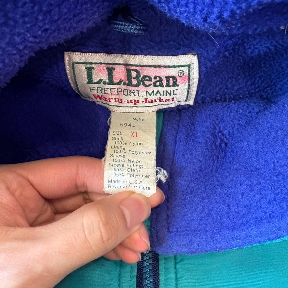 90s L.L.bean 90년대 미국 생산 엘엘빈 청록 컬러 웜업 자켓 상품이미지5