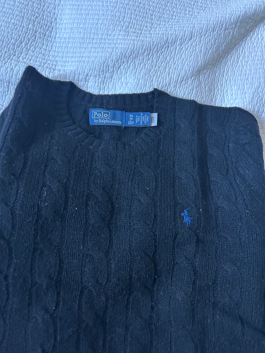 폴로 울캐시 꽈배기 니트 블루/ 블랙 상품이미지2
