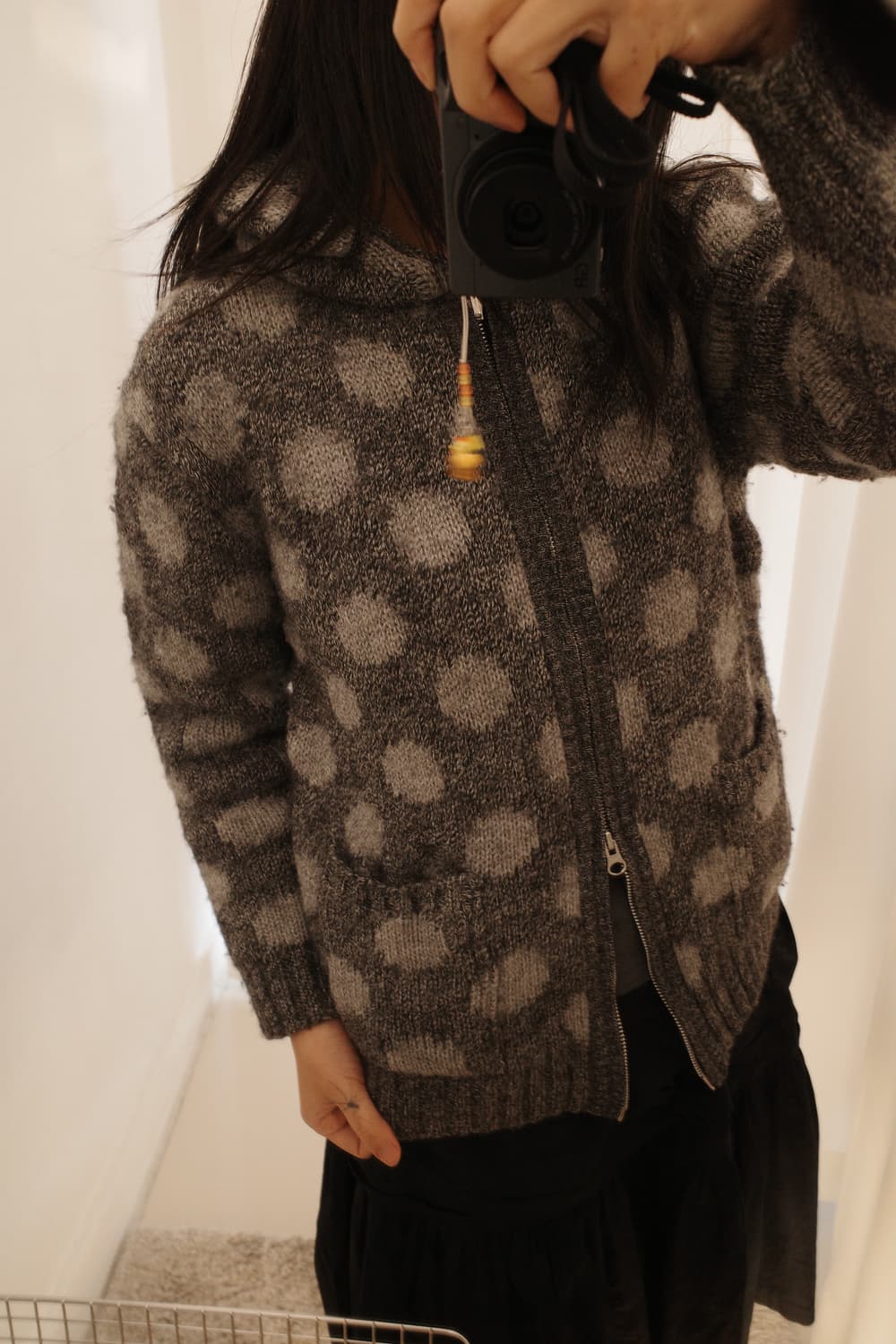 Dot cowichan alpaca 2way knit zip-up 상품이미지3