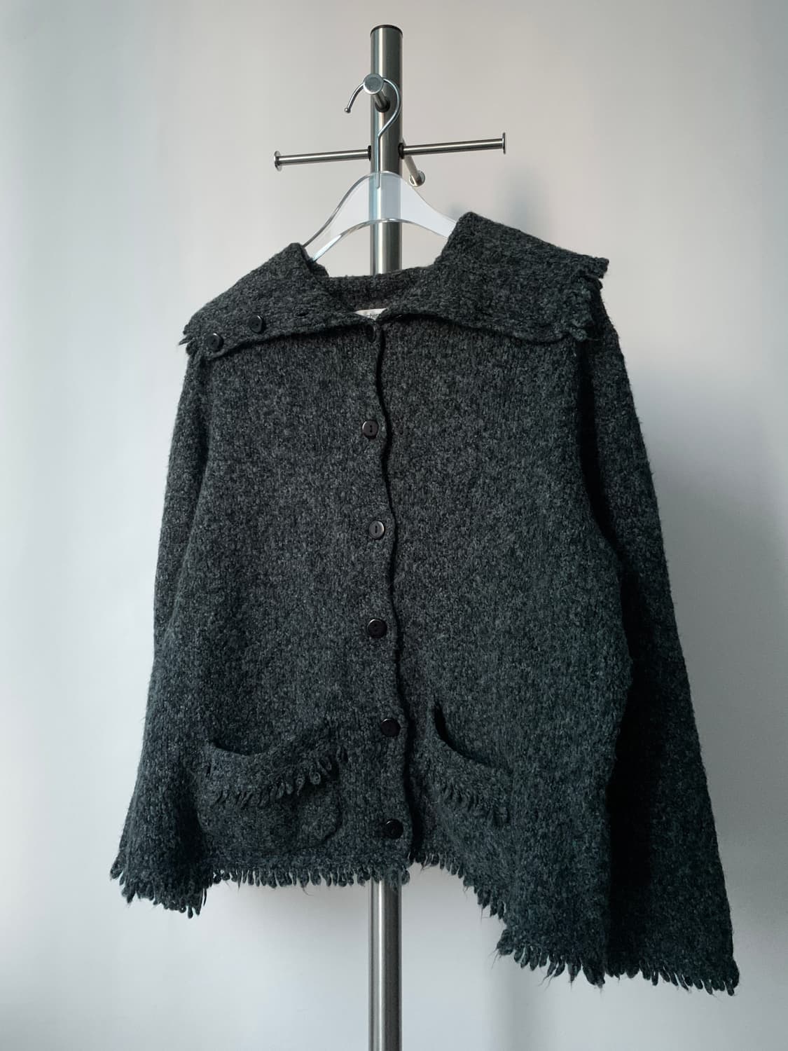 Button High Neck Wool Cardigan 상품이미지2