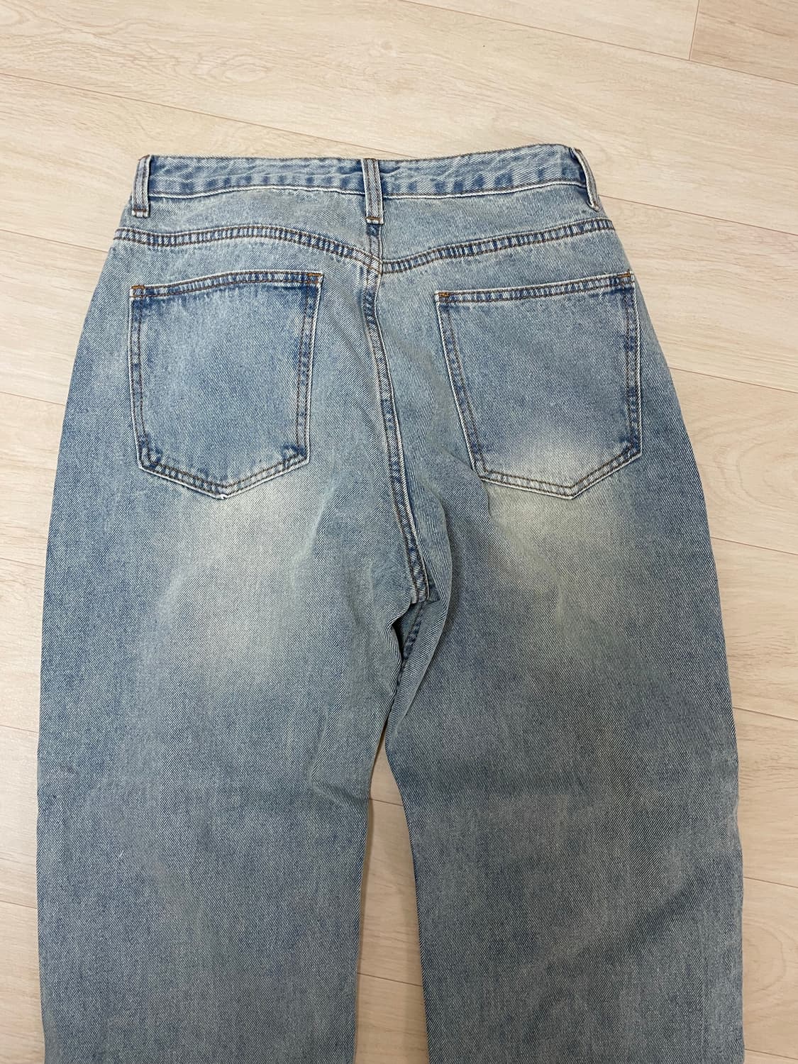 트릴리온 바이오스톤 워싱 와이드 데님 팬츠 (BEIGE BLUE) 상품이미지4