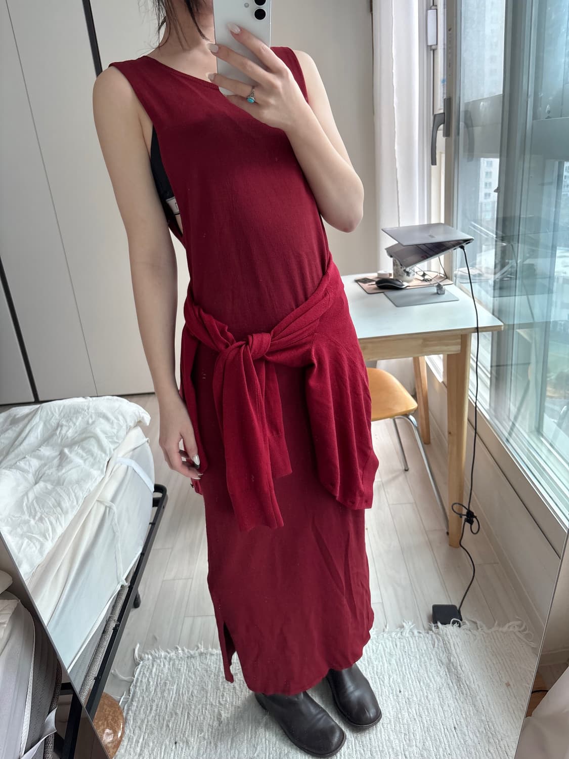 Dark Red Layered Dress 상품이미지4