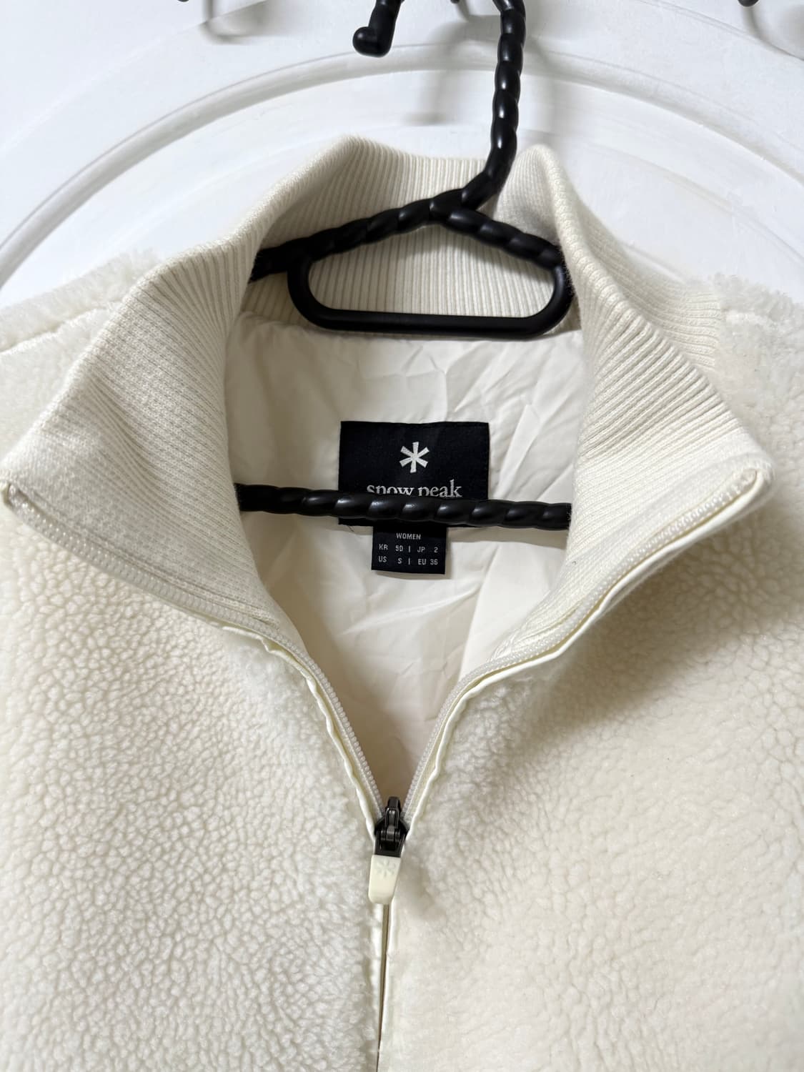 90사이즈 여성 스노우피크 뽀글이 후리스 집업 크림색 상품이미지4