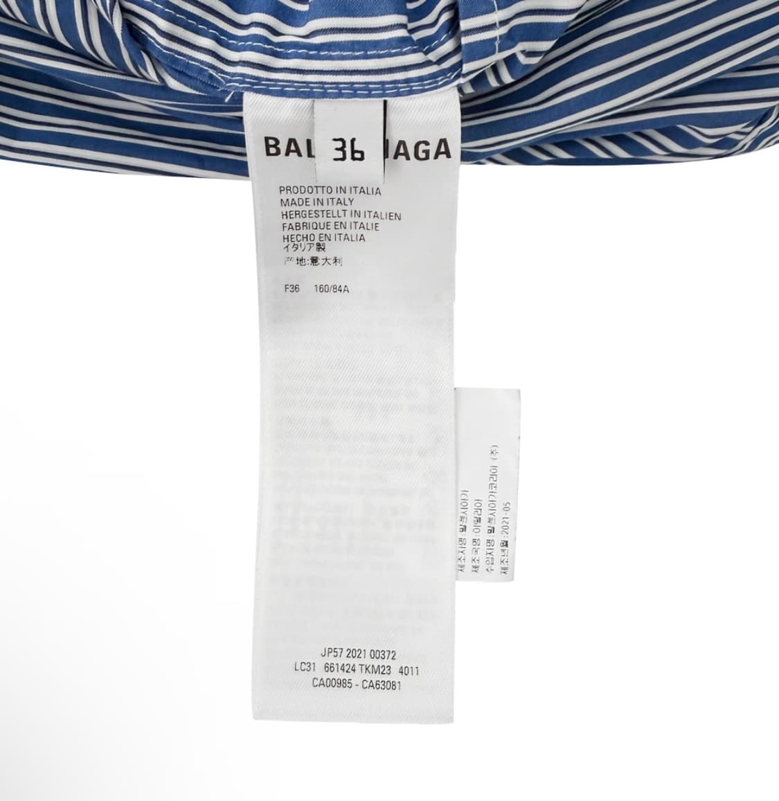 [36] 발렌시아가 21fw 스트라이프 컷아웃 디스트로이드 셔츠 블루 상품이미지9