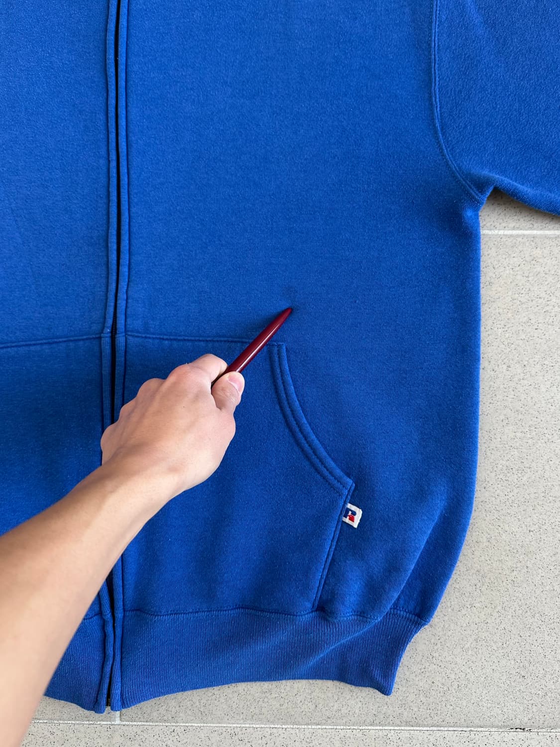 90s 빈티지 러셀 후드집업 블루 L USA 상품이미지8