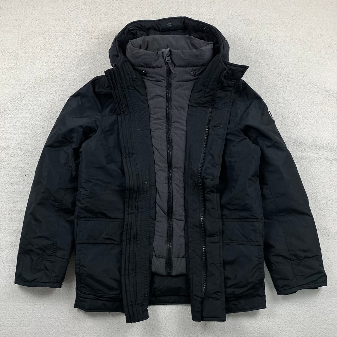 아베크롬비 패치로고 립스탑 폴리쉘 후드 파카 블랙 상품이미지2