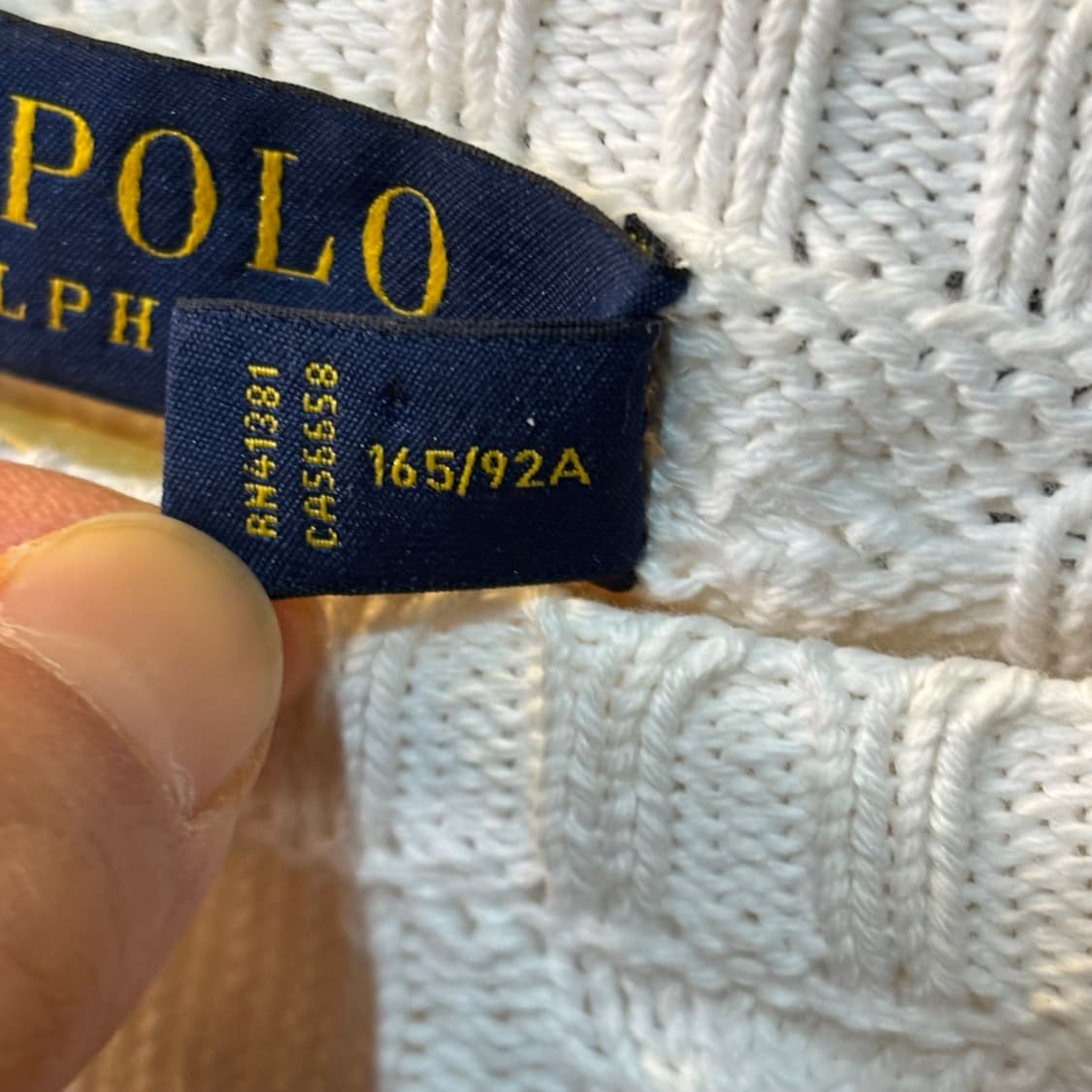 폴로 랄프로렌 케이블 니트 화이트 M 상품이미지5
