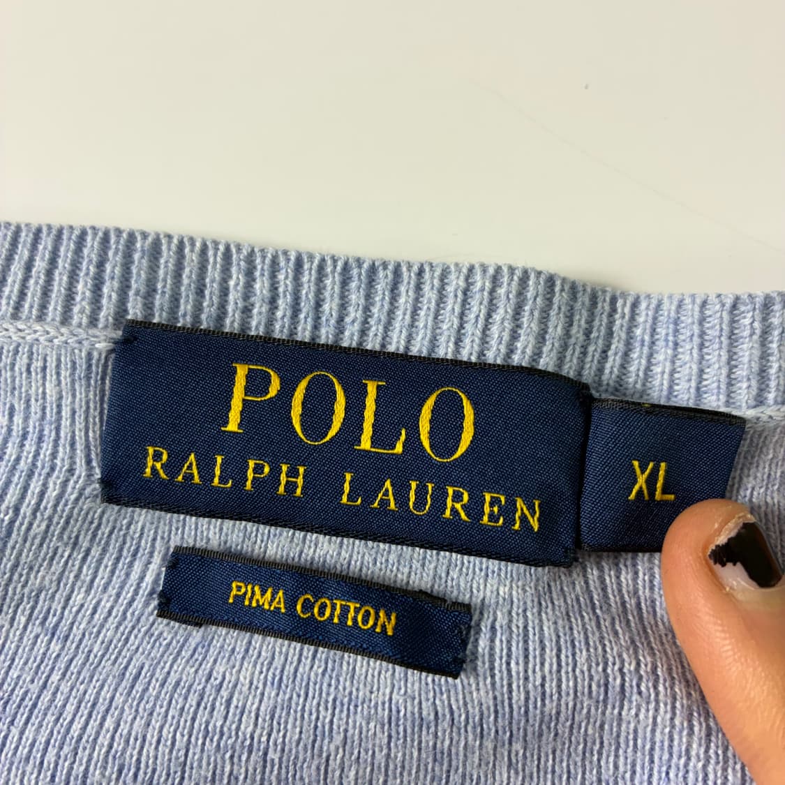 Polo  폴로 랄프로렌 자수 피마코튼 소라 브이넥 니트  상품이미지4