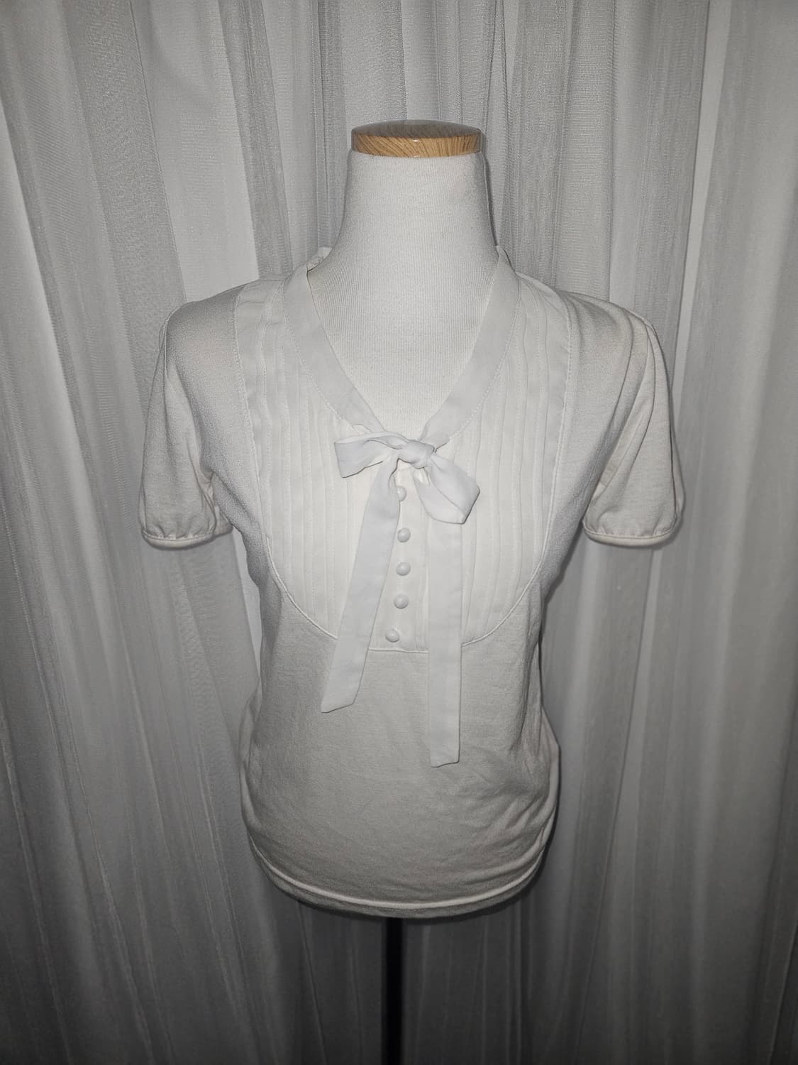 avv standard 바닐라 화이트 히메 리본 타이 블라우스 상품이미지1