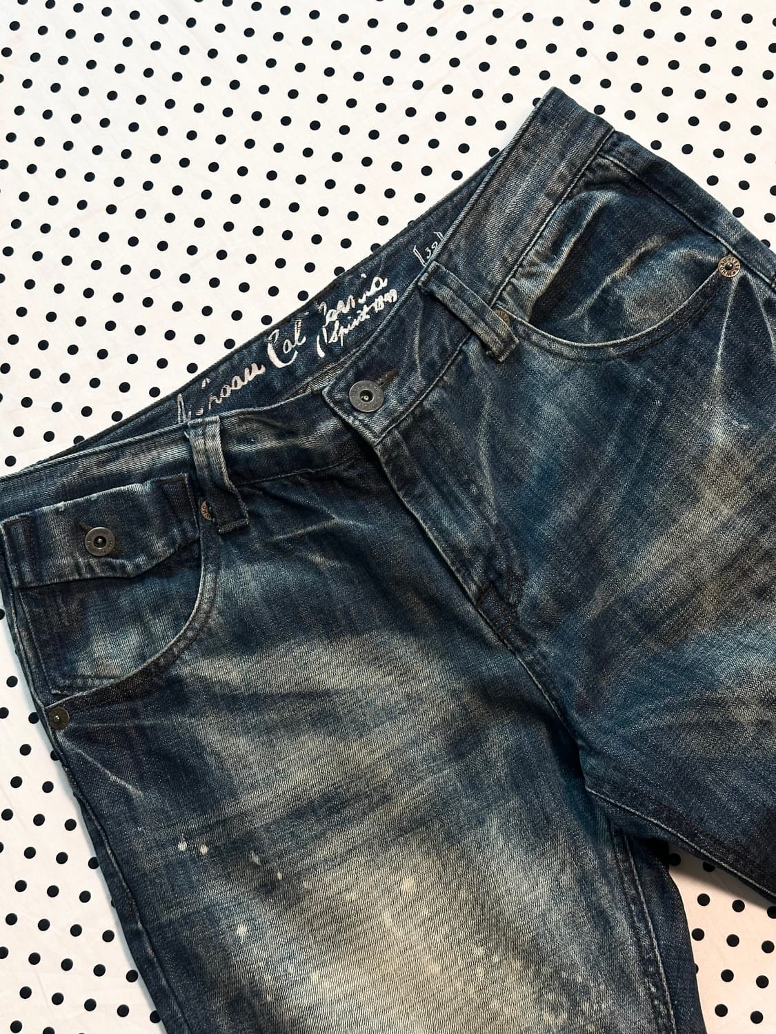 후아유 00‘s 신치백 부츠컷 데님팬츠 페인팅워싱 더티워싱 y2k 펑크 상품이미지3