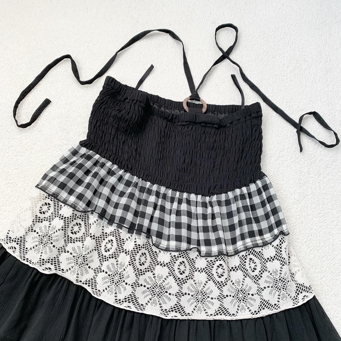 블랙 레이스 패치 원피스 상품이미지2