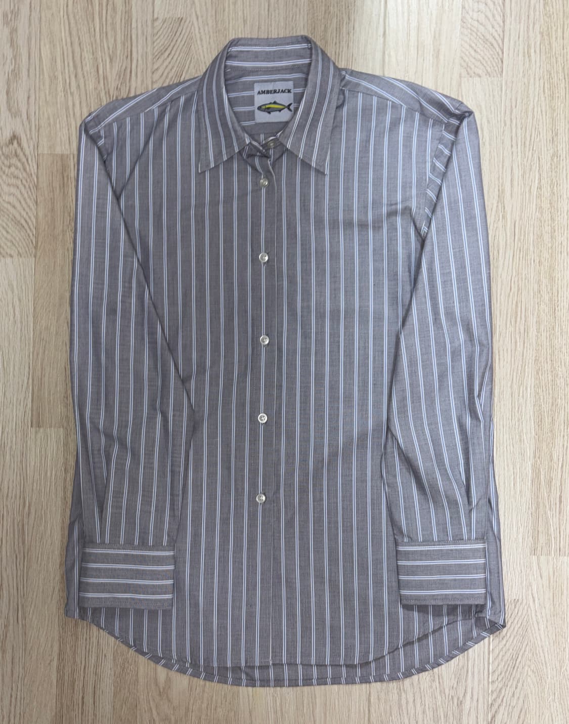 [S급] 느좋🌸🌸 앰버잭 스트라이프 셔츠 그레이 슬림핏 XL 상품이미지3