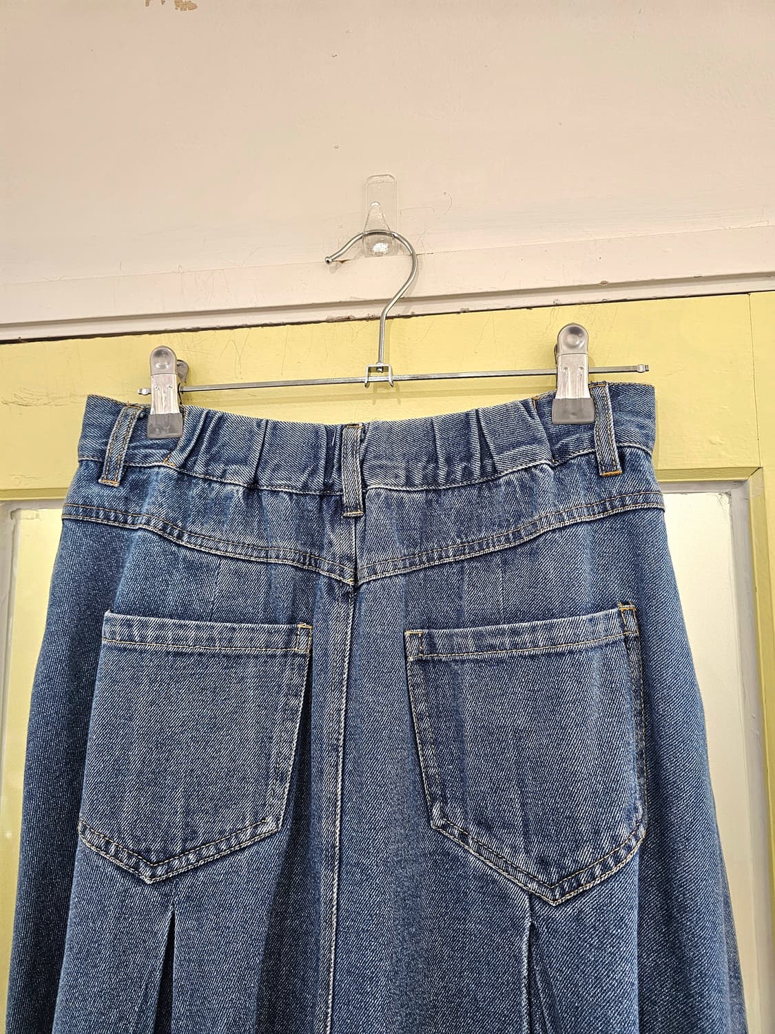 데님 핀턱 언발 롱스커트 상품이미지5