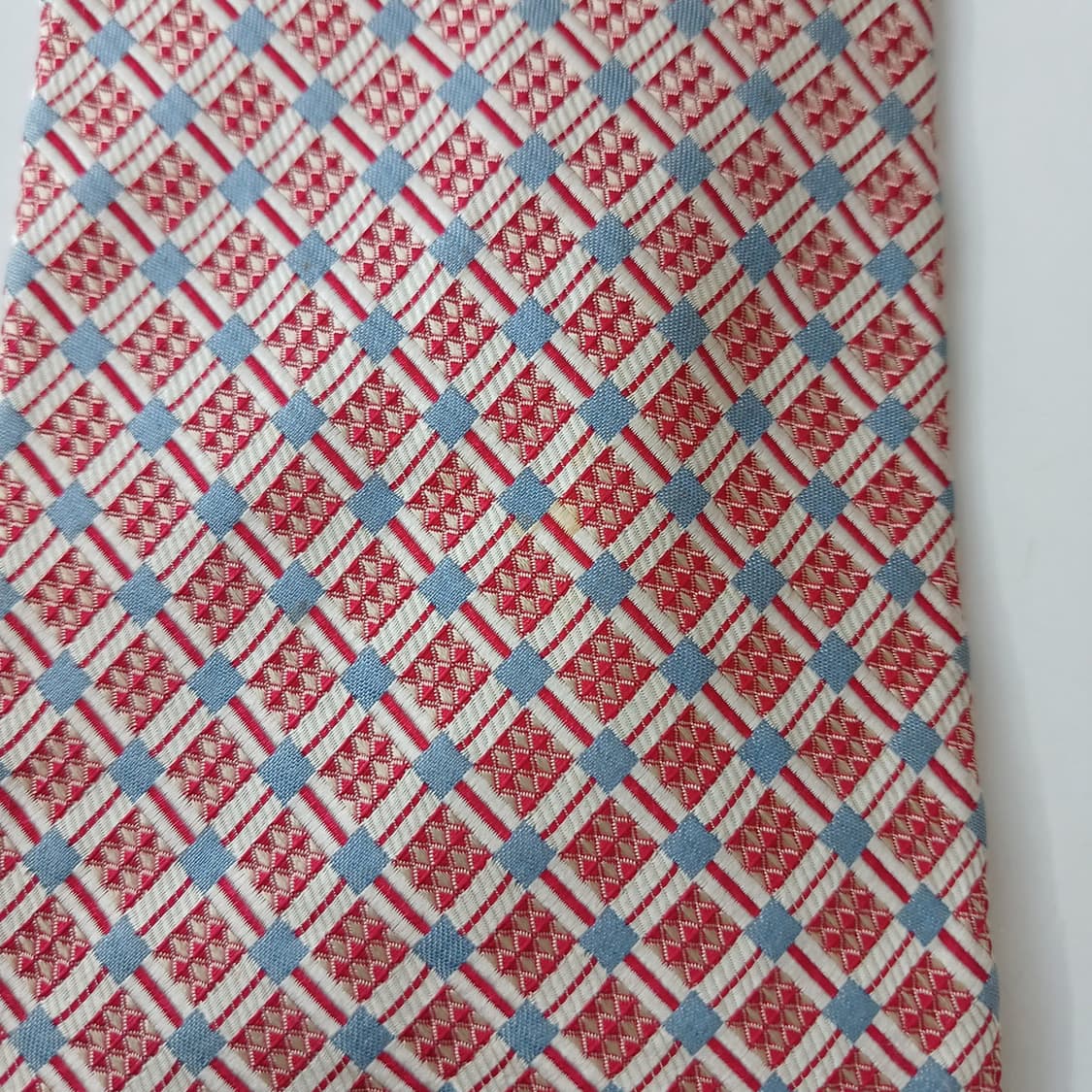 크리스찬 디올 실크 레드 기하 패턴 넥타이 9.4cm A등급 A19579 상품이미지8