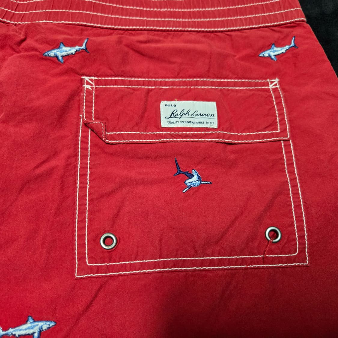XL 폴로랄프로렌 90s 샤크 엠브로이드 스윔팬츠 레드 수영복 상품이미지5