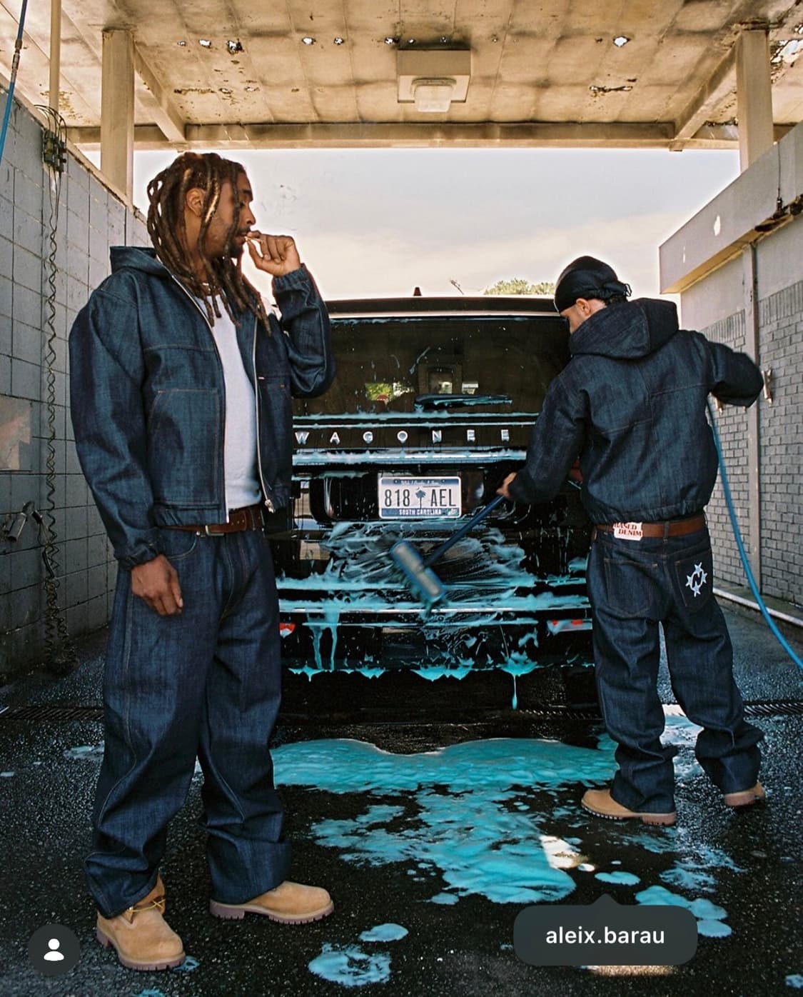 99Basedlive 데님 후드집업 상품이미지2