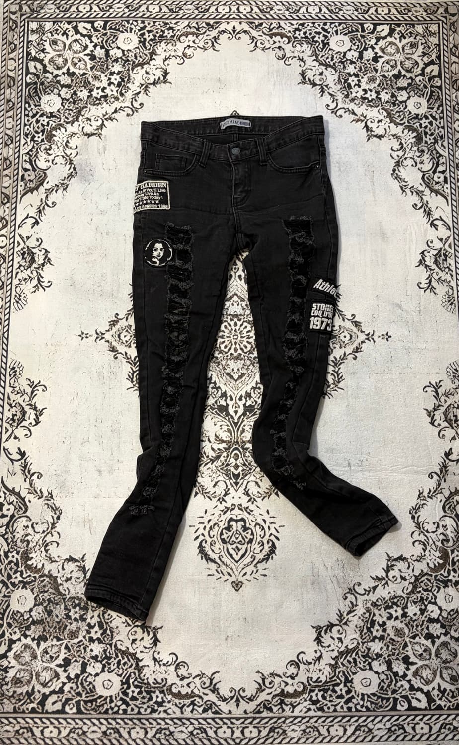 Y2K shirring damage patch jeans 상품이미지2