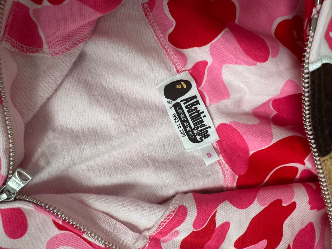 베이프 ABC 카모 세컨드 에이프 풀집 후드 집업 핑크 상품이미지3