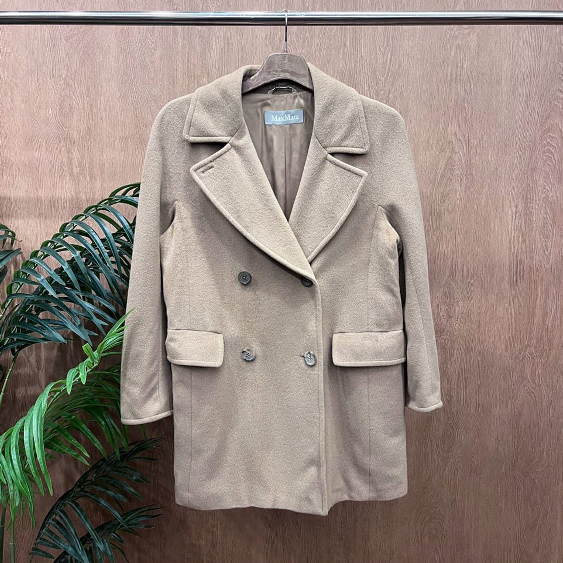 막스마라 트렌치 울코트 더블 브레스티드 포켓 디테일 스트레이트핏 베이지 상품이미지1