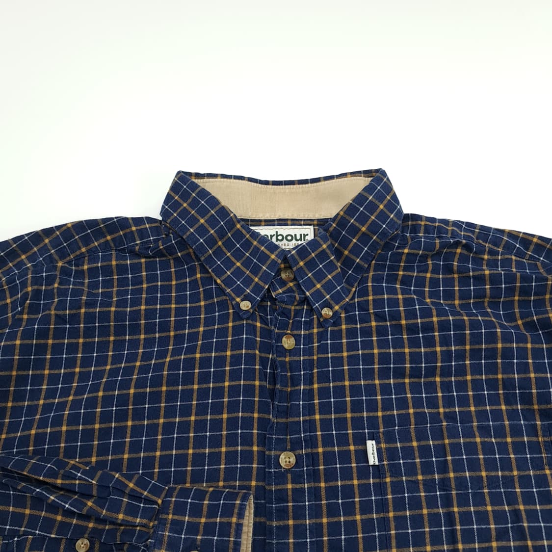 CN677 2XL 바버 로얄네이비 스몰체크 플란넬 긴팔 셔츠 남방 상품이미지3