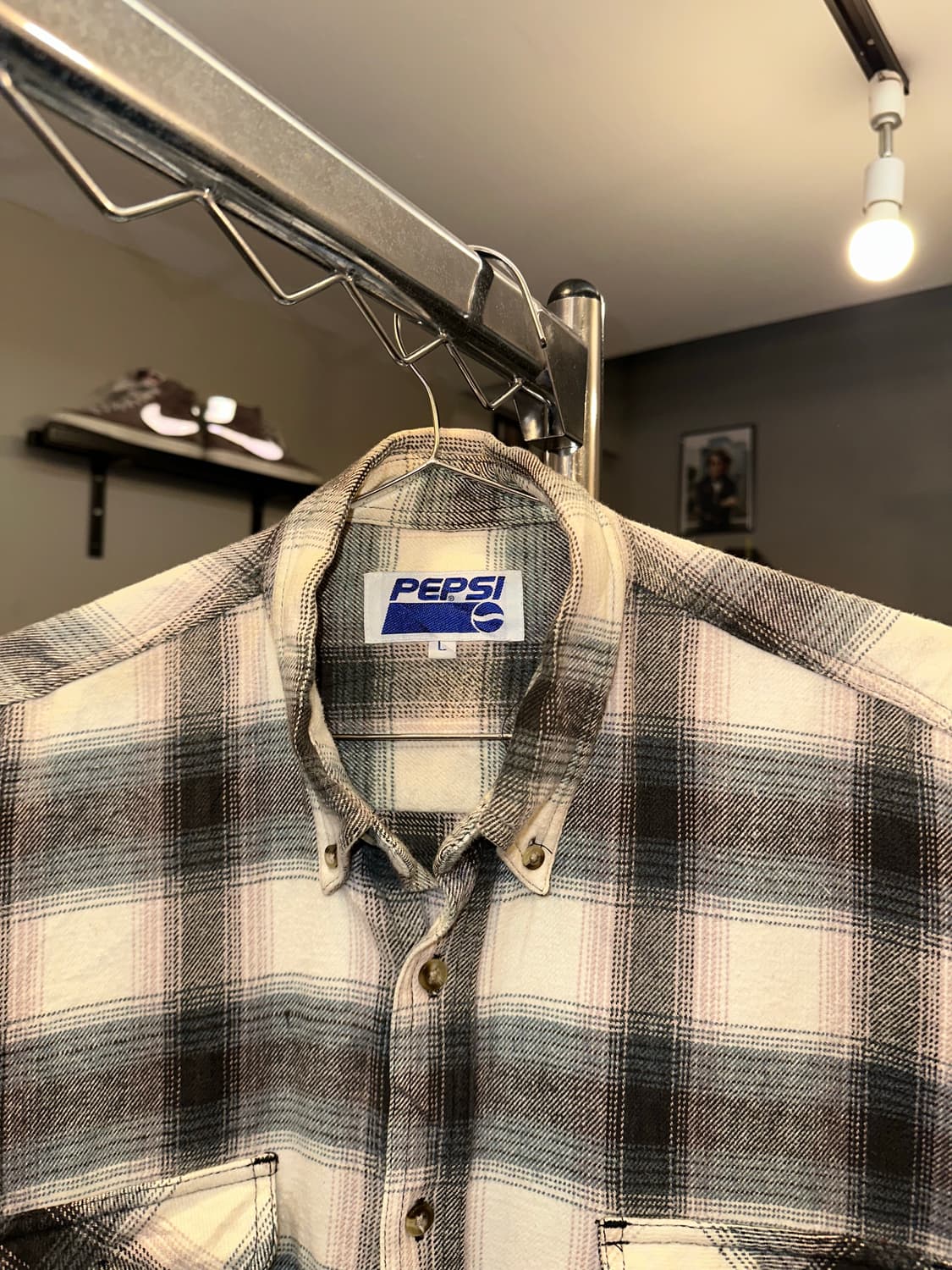 90’s Pepsi check pattern flannel shirt 상품이미지4