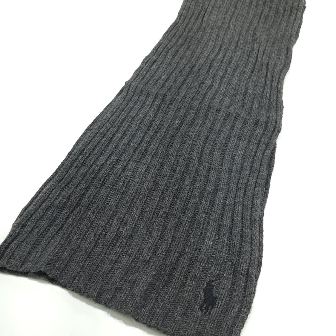 MX305 폴로 랄프로렌 차콜그레이 리브드 램스울 니트 목도리 머플러 상품이미지2