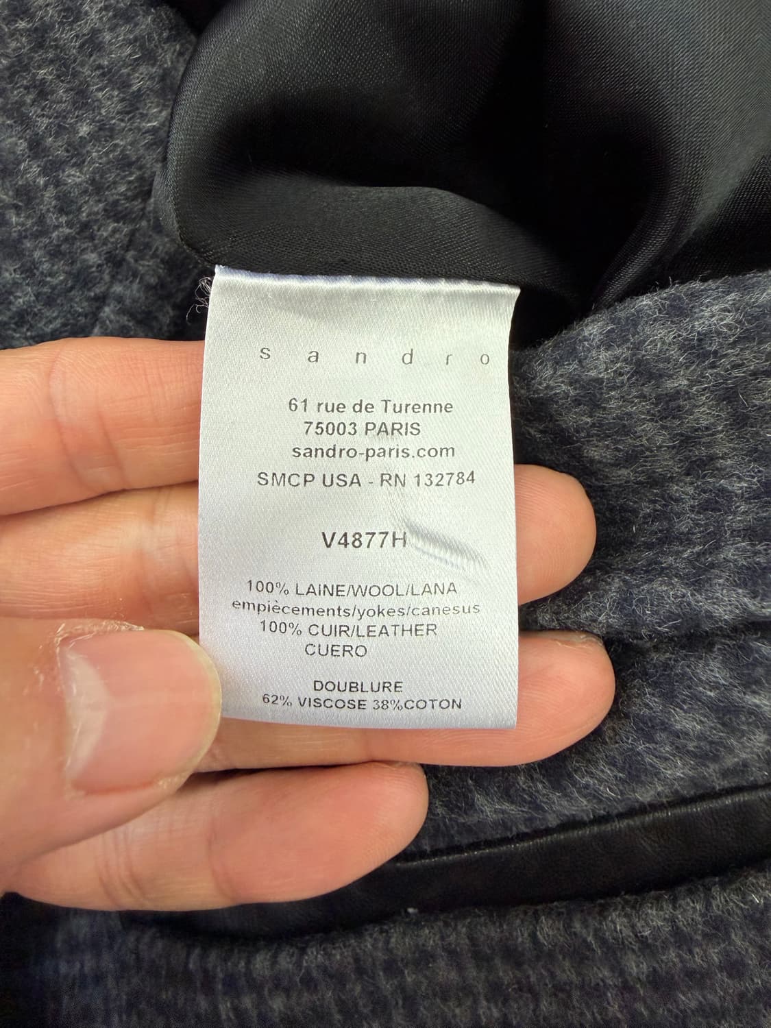 정품) 산드로 여성 깅엄체크 울 자켓 36 상품이미지8