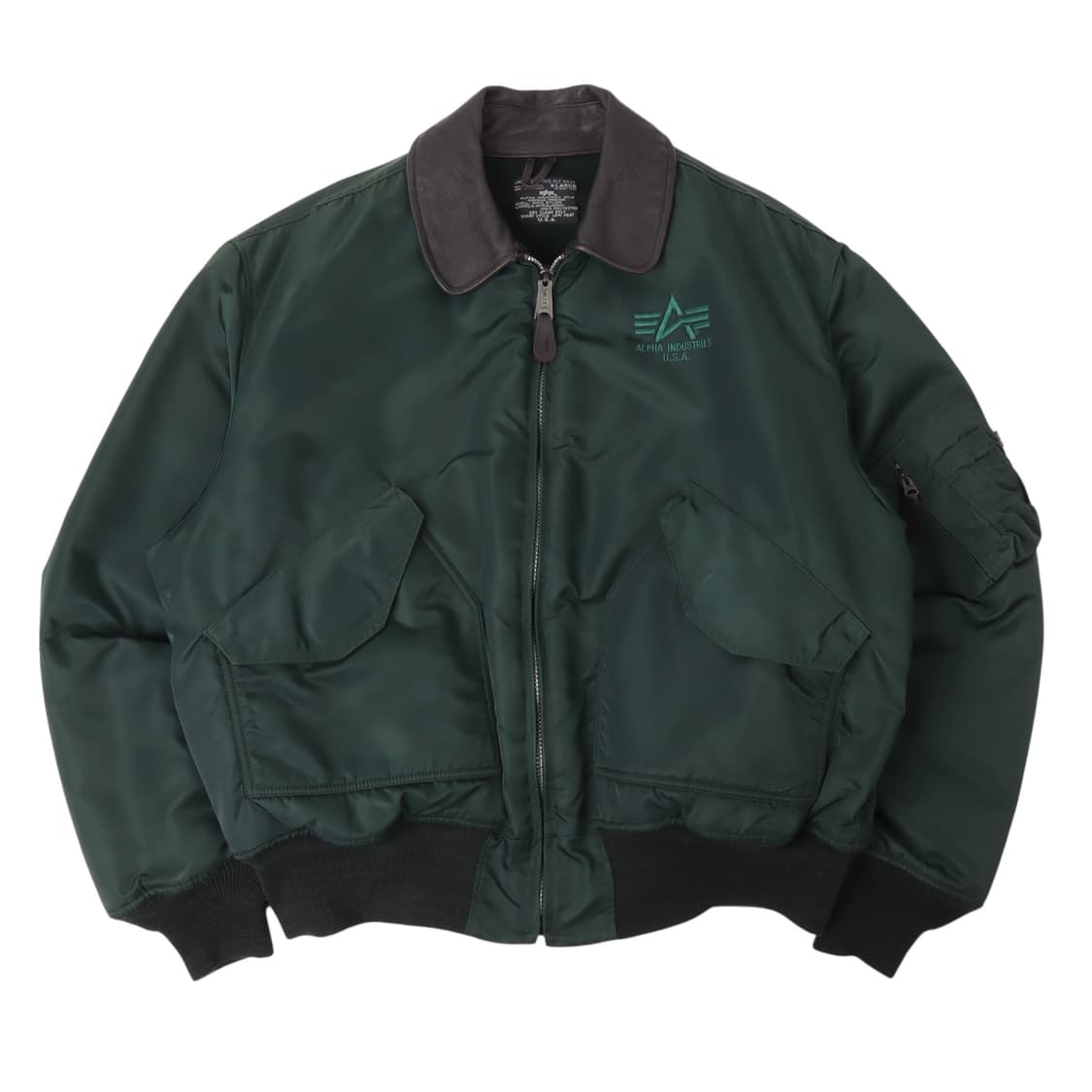 알파인더스트리 그린 cwu-45p 레더카라 자켓 상품이미지1