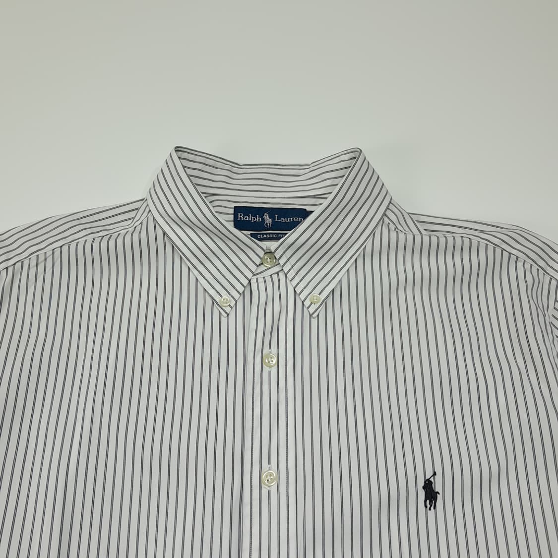CL615 2XL 폴로 90s 홍콩판 모던 스트라이프 네이비 셔츠 남방 상품이미지2