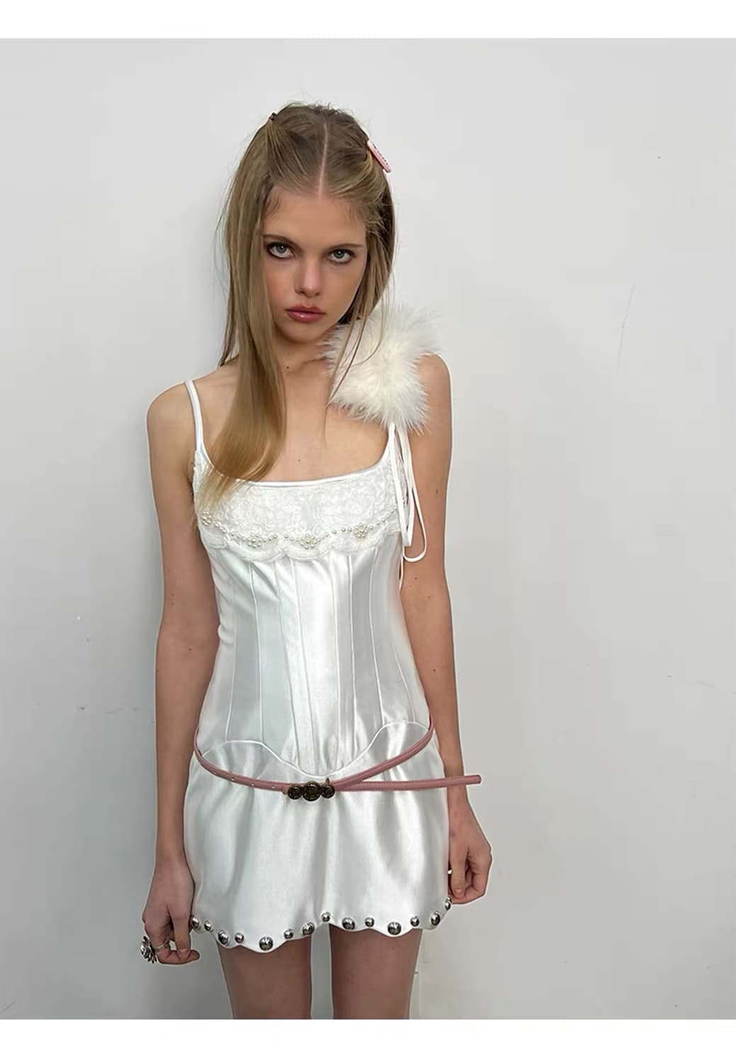 universe 유니버스 레이스 세틴 미니원피스 오네갸루  상품이미지6