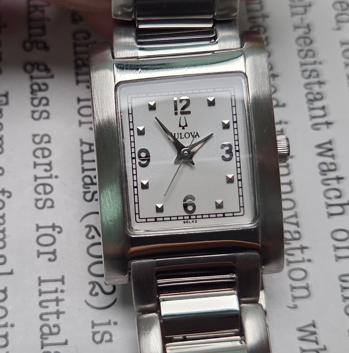 빈티지 부로바 탱크 실버판 칼침핸즈 쿼츠 여성용 브레이슬릿 ver.  상품이미지2