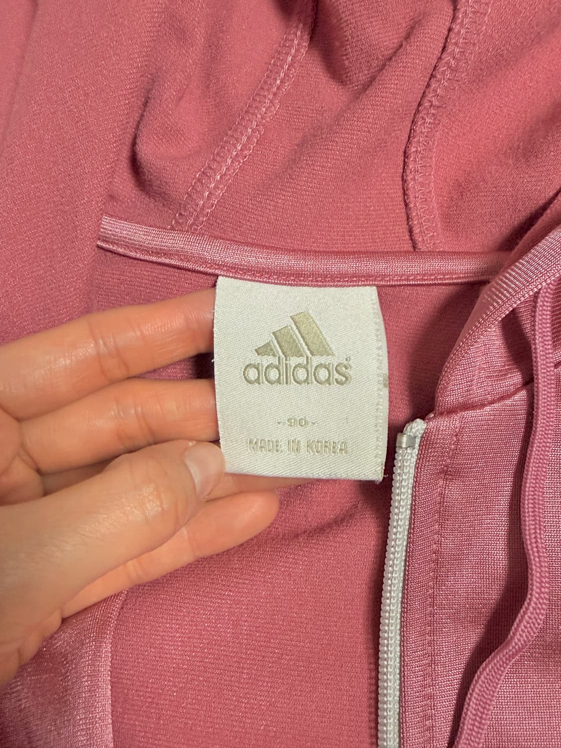 아디다스 새틴 로즈 핑크 큐빅 로고 삼선 트랙탑 져지 Y2K • 갸루 상품이미지7