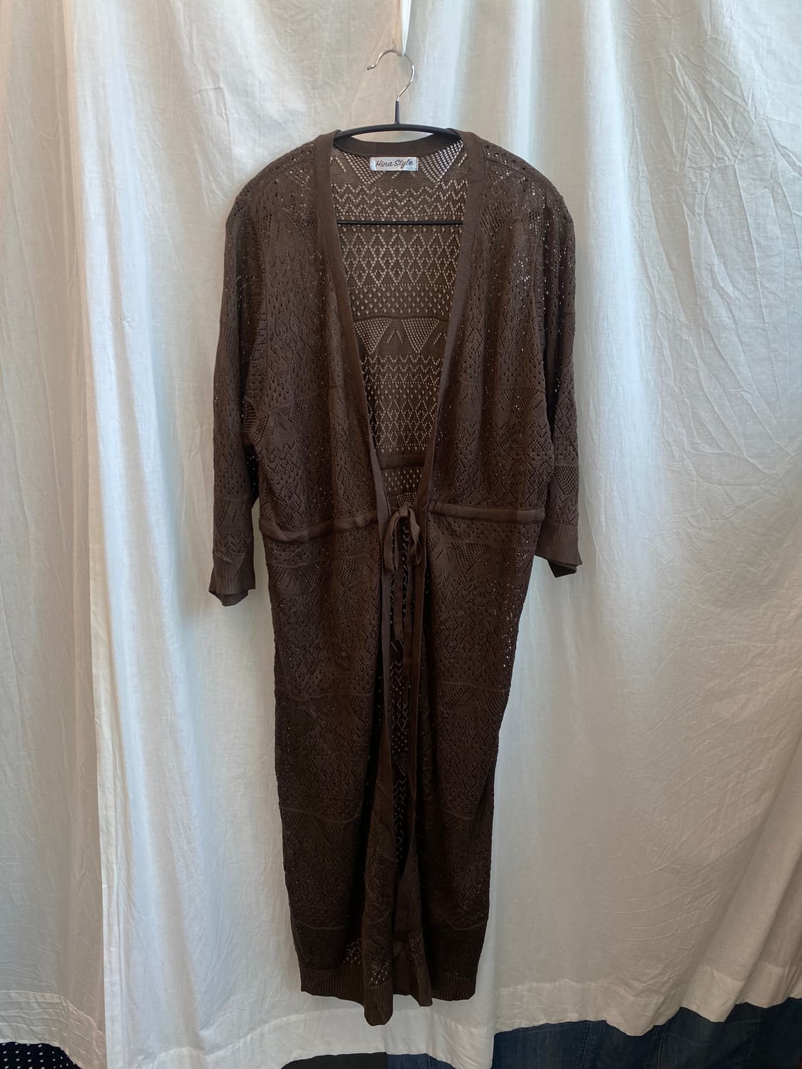 브라운 크로쉐 롱가디건(L-XL) 상품이미지3