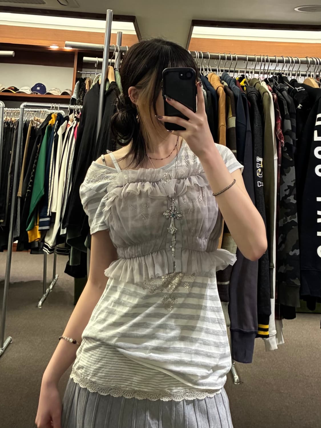 F)dazzling 빈티지 여성 레이스 글리터 슬리브리스 상품이미지1