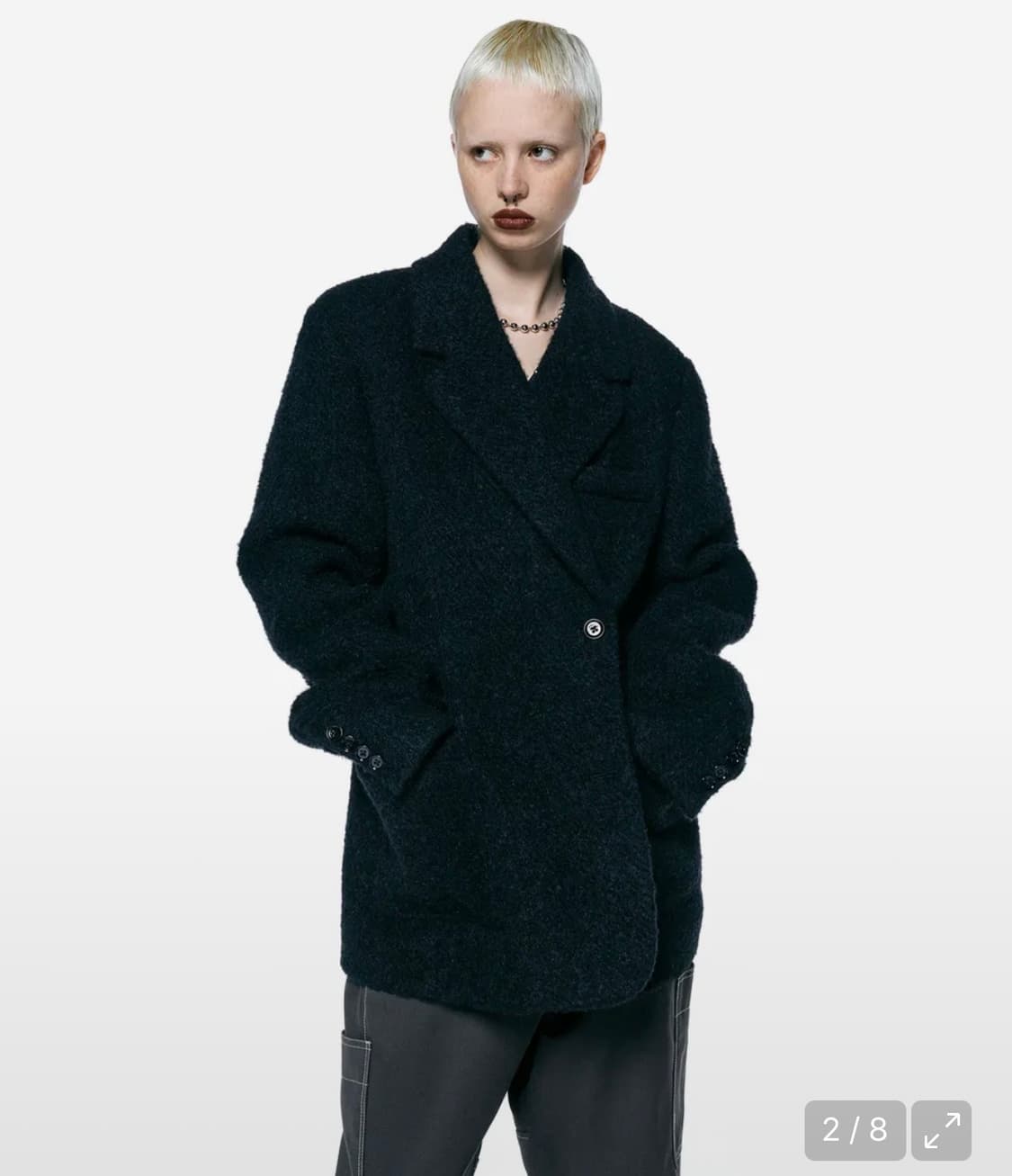 부클 오버사이즈 투웨이 자켓 BLACK 상품이미지2