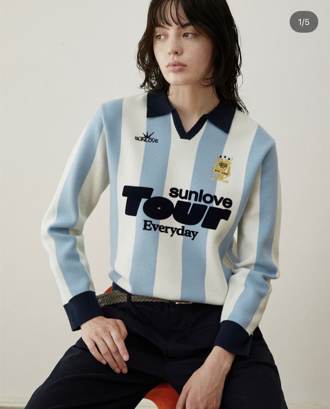 Sunlove Club knit polo Sky Blue 상품이미지3