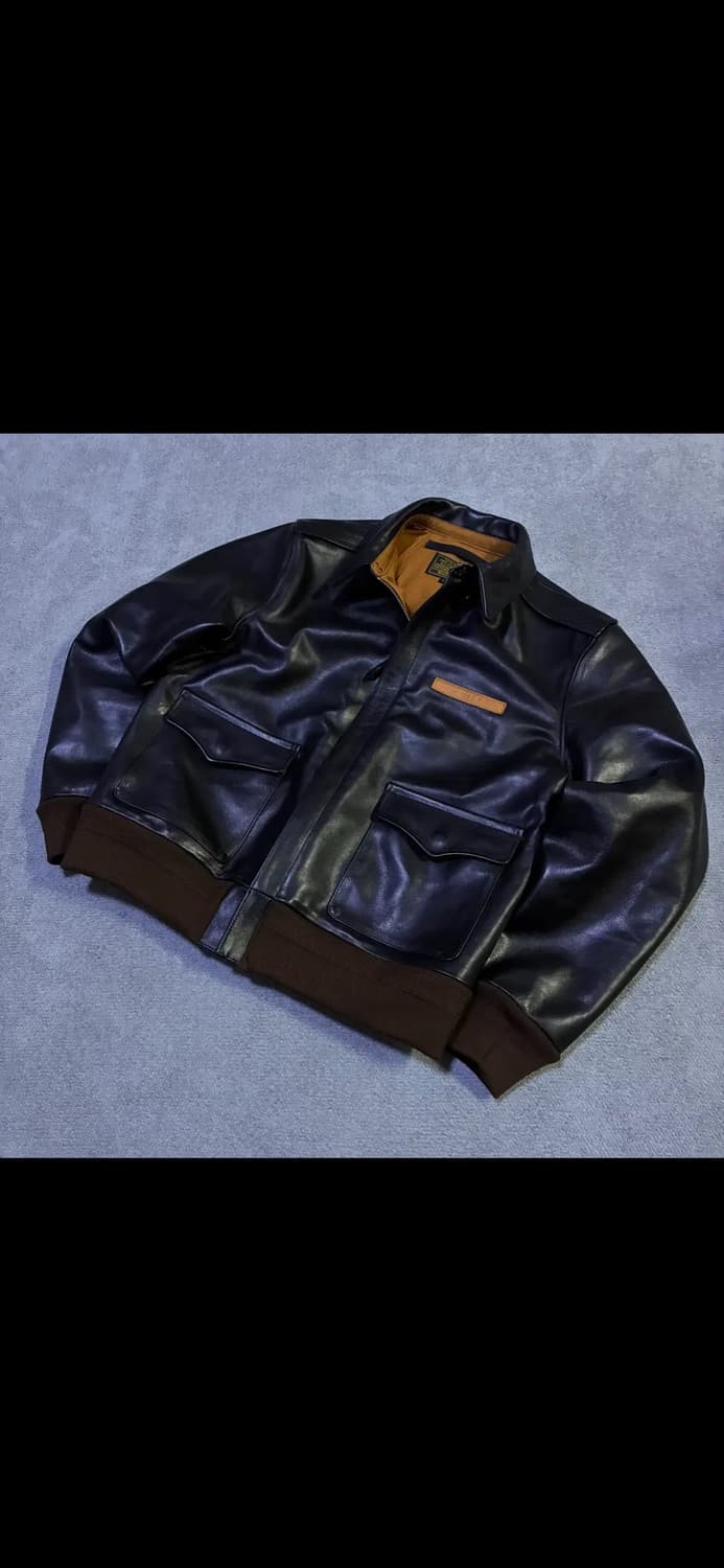 블랙 가죽 블루종 자켓  상품이미지1