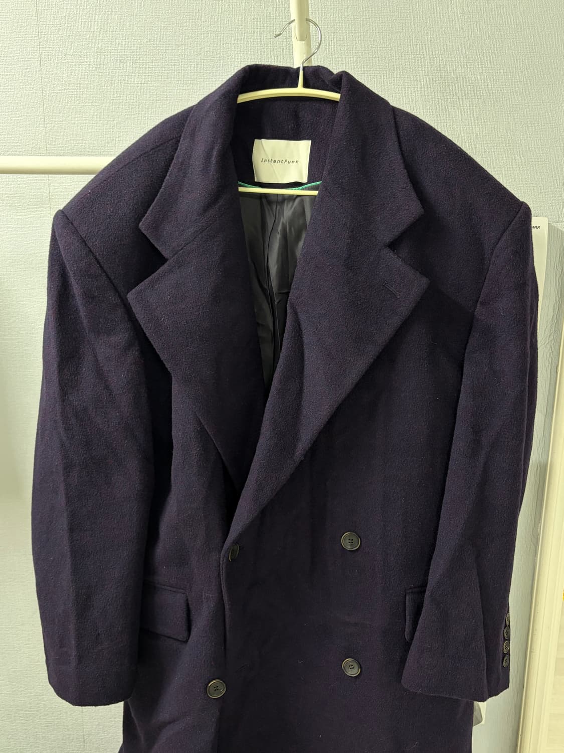 인스턴트펑크 오버핏 더블 롱코트 퍼플 상품이미지1