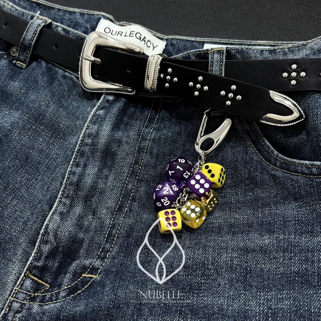 🌗 Cross tiny stud belt / 크로스 스터드 가죽 벨트 상품이미지1
