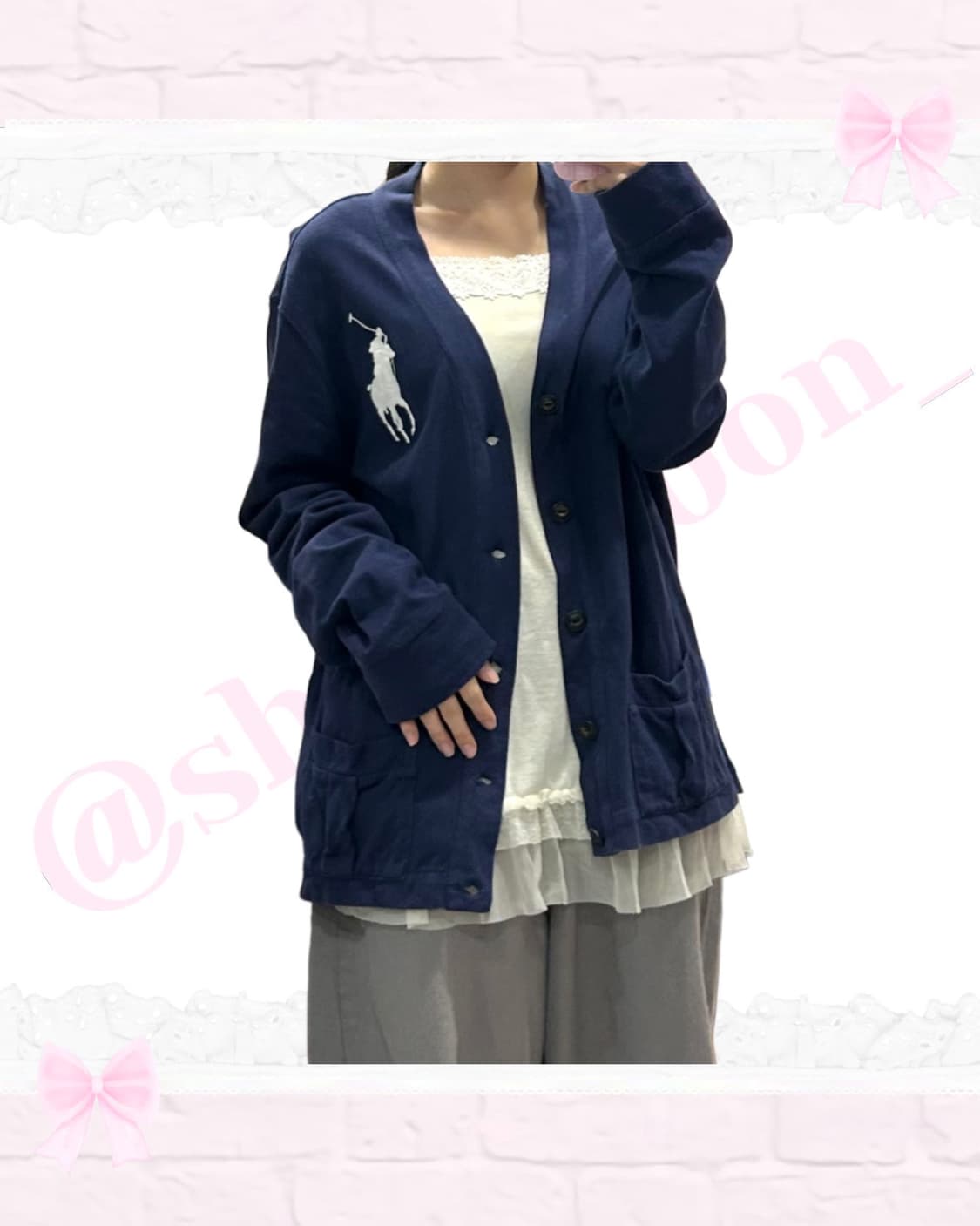 폴로 고전 빅포니 네이비 가디건 상품이미지2